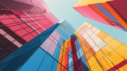 Abstract colourful minimalist architecture