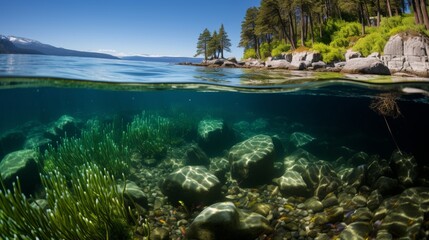 Blue carbon sinks. Underwater forests and seagrass meadows capturing co2 emissions