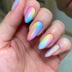 Rainbow Unicorn Ombre Nails Gel Polish
