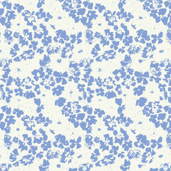 Seamless floral pattern, rustic ditsy print with cute spring botany in liberty arrangement. Pretty botanical design: small hand drawn flowers buds, tiny leaves on white background. Vector illustration