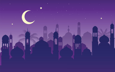 Ramadan Kareem, silhouette mosque islamic banner template	
