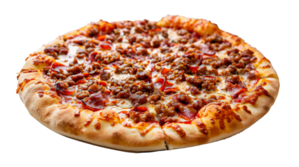 Meat Lovers Pizza isolated on transparent png background. Generative ai 