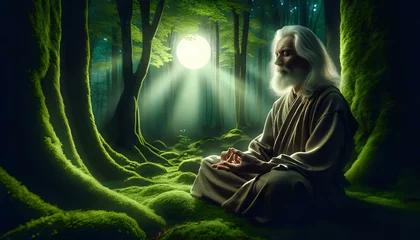 Deurstickers Zen in Nature: Monk's Forest Meditation © Maquette Pro