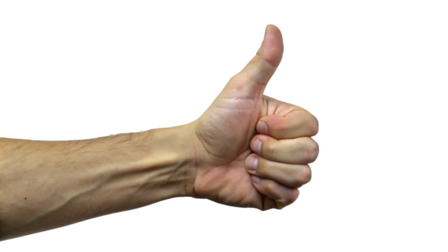 Positive Gesture: Hand Showing Thumbs Up Isolated on White Background