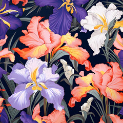 seamless pattern with flowers ai generative 