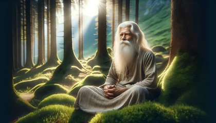 Foto op Canvas Zen in Nature: Monk's Forest Meditation © Maquette Pro