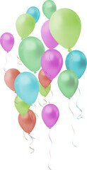 Colorful balloons isolated on transparent background. Vector illustration. Eps 10