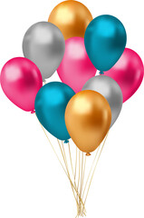 multicolored balloons isolated on transparent background. Vector illustration.