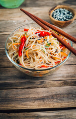 Glass noodles Funchoza salad.