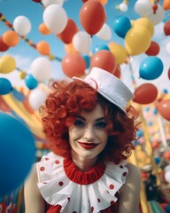 Fototapeta na wymiar joyful clown woman.