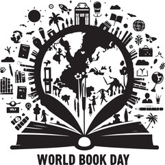 World Book Day silhouette vector illustration