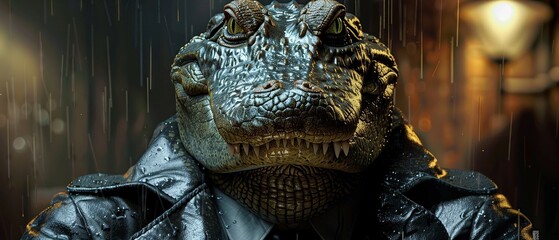 Crocodile in mafia attire 3D CG
