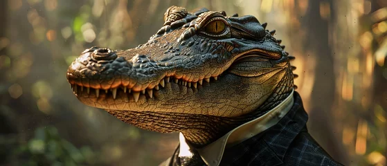 Fotobehang Crocodile wearing a tailored suit 3D CG © PTC_KICKCAT
