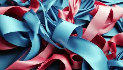 wavy modern wallpaper macro render ruffles background folded 3d blue ribbons layers fashion abstract - obrazy, fototapety, plakaty