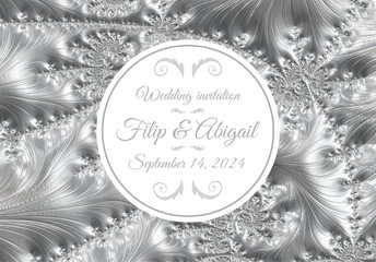 Wedding announcement with the names of the bride and groom and the date of the wedding with an abstract background