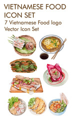 Vietnamese food logo vector icon set