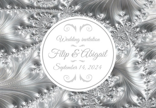 Wedding announcement with the names of the bride and groom and the date of the wedding with an abstract background