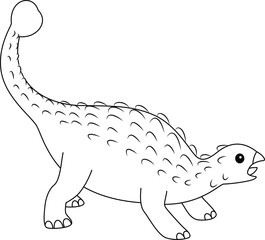 Ankylosaurus coloring page. Cute flat dinosaur isolated on white background