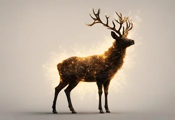 Foto op Aluminium deer stag made from sparks of golden light © Mohsin