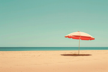 Fototapeta na wymiar horizontal image of an empty beach in a hot sunny summer day Generative AI