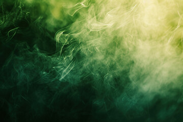 close up horizontal image of green smoke abstract background Generative AI