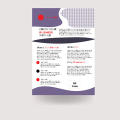 Creative corporate modern flyer design template with brinjal and white color with mock up