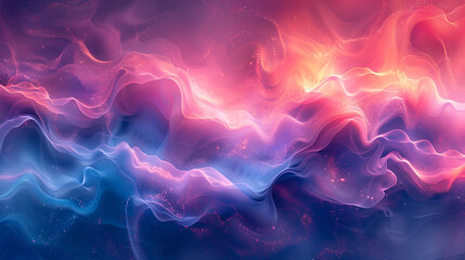 Dynamic Neon Waves on Abstract Pink and Blue Background - obrazy, fototapety, plakaty