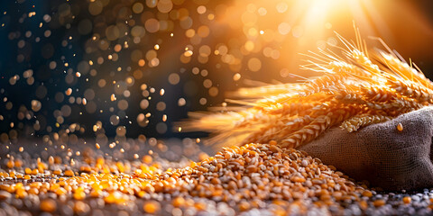 Healthy diet concept blurred grass field sunset sunrise warm yellow Orange Summer Sunray's texture  - obrazy, fototapety, plakaty