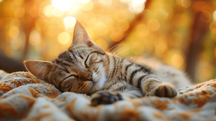 Closeup portrait of a sweet cat sleeping.