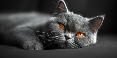 Closeup portrait of a sweet gray cat.