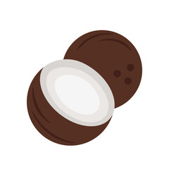 Coconut fruits poster in cartoon style.