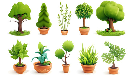 Potted Houseplant  Icon Set: A Thriving Indoor Eco-friendly Solution