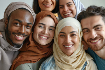 Smiling Diverse Friends Group Selfie Portrait