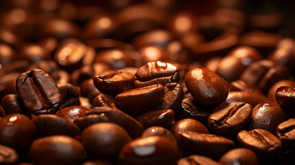 coffee beans background,Freshly roasted coffee beans in close-up. Coffee.Roasted coffee beans can be used as a background. Generative AI