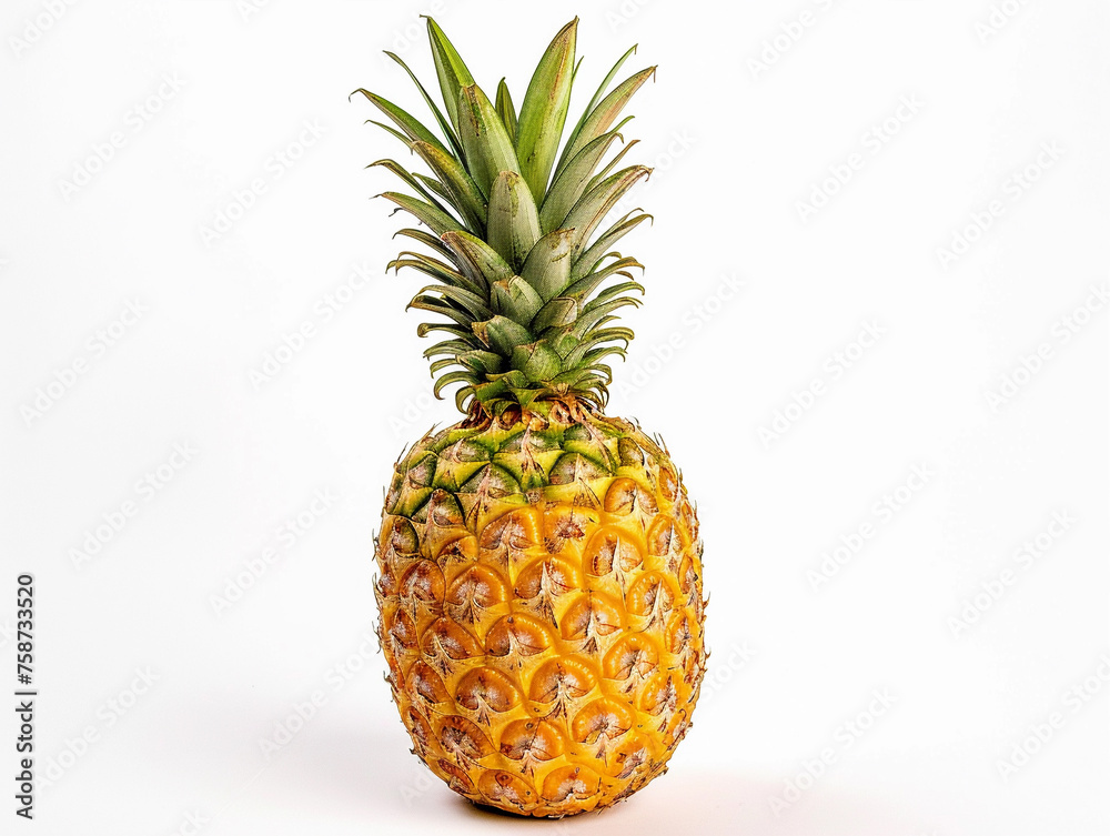 Poster fresh pineapple on white