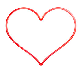 Red Heart frame. Realistic thin frame icon. 3d Luxury symbol of love.