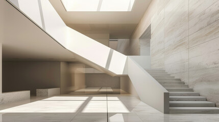 Modern Minimalistic Architectural Design with Sunlit Staircase