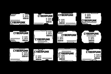 Futuristic cyberpunk sci fi interface element hud technology frame set graphic vector design template - obrazy, fototapety, plakaty