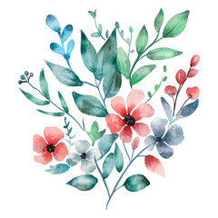 hand painted watercolour floral bouquet design - 758734128