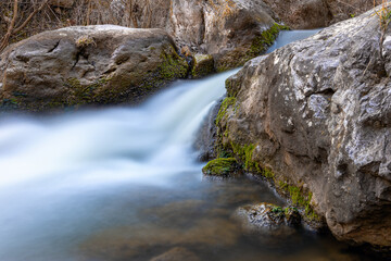 beautiful mountain stream in spring - 758734140