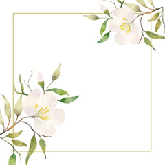 hand painted watercolour floral frame background - 758734150