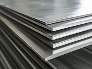 Stacked Metal Sheets in Warehouse