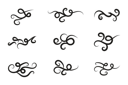
Vintage Filigree Swirls, calligraphy decorative scroll, Fancy Line Flourishes Swirls Elements, vintage curly thin line Text Ornaments, curls text divider flourish Swirl, calligraphic curl lines 

