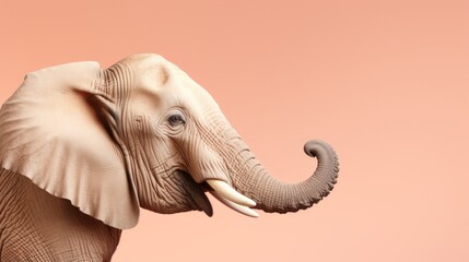 banner of an elephant's head on a plain peach background with space for text. mock-up