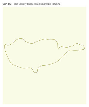 Cyprus plain country map. Medium Details. Outline style. Shape of Cyprus. Vector illustration.