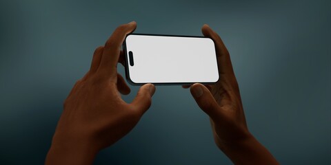 Black African-American holds a modern smartphone in a horizontal position  - 758738388