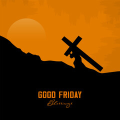 Good Friday background vector. Happy good friday. Good Friday With Cross Template.