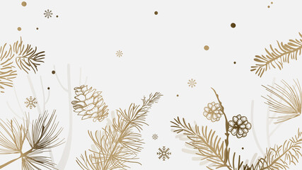 Gold Christmas, aesthetic snowy festive background