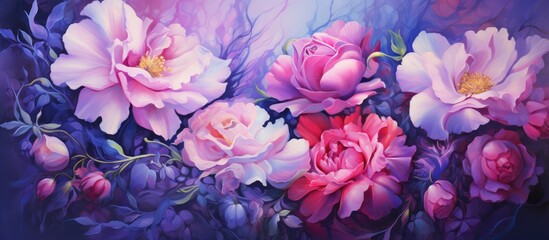 Vibrant violet and rosy blooms