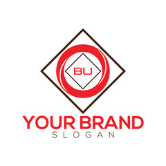 BU Letter Logo Design with Square shape design